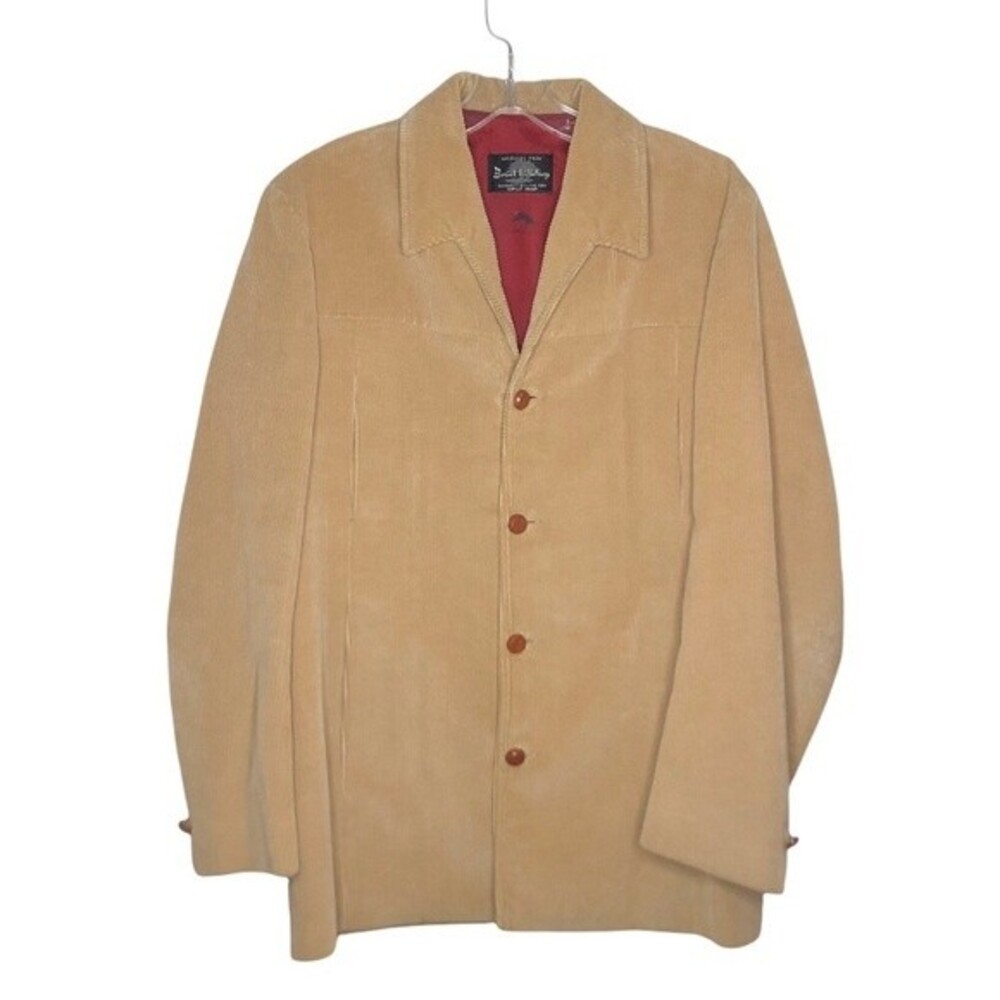 BRAD WHITNEY Tan Corduroy Jacket Blazer Lined Button Front Vintage 70s